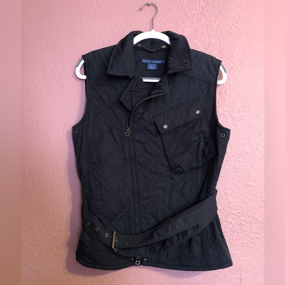 Ralph Lauren Blue Label Quilted Belt Vest Black Large